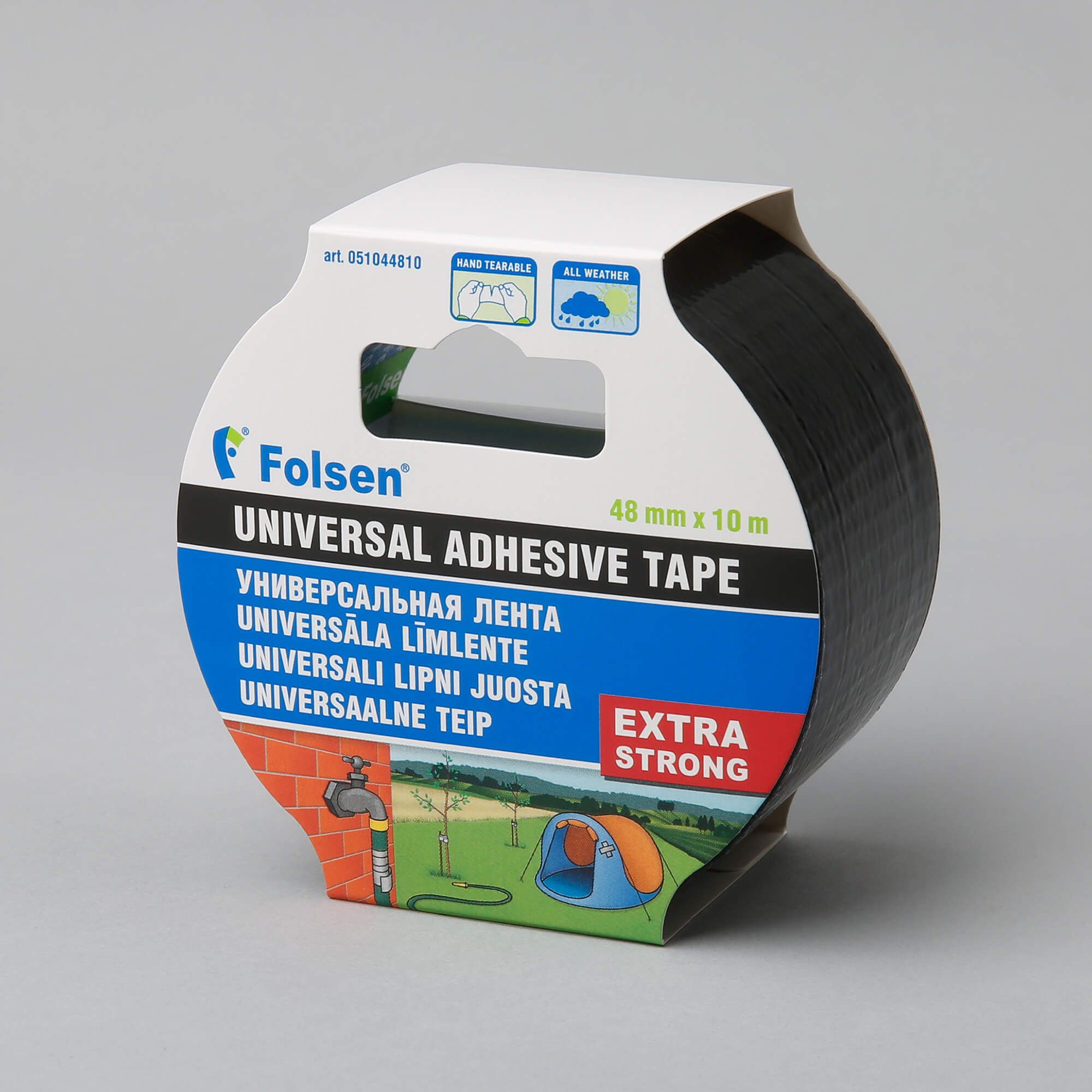 Universal adhesive tape Extra Strong 48mmx10m, 270µm, black, fabric/PE