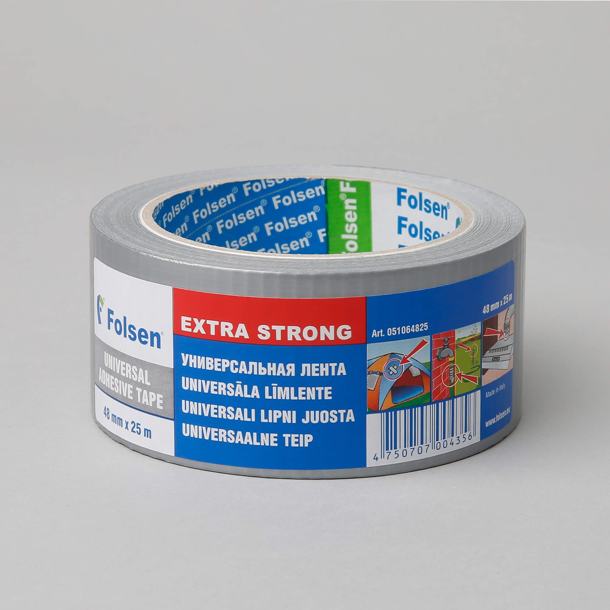 Universal adhesive tape Extra Strong 48mmx25m, 270µm, gray, fabric/PE
